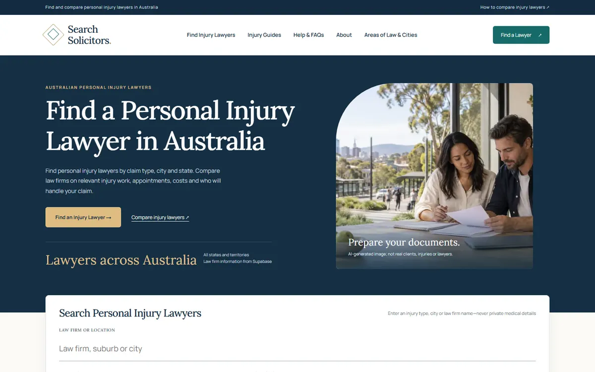 Search Solicitors homepage captured on 26 September 2026